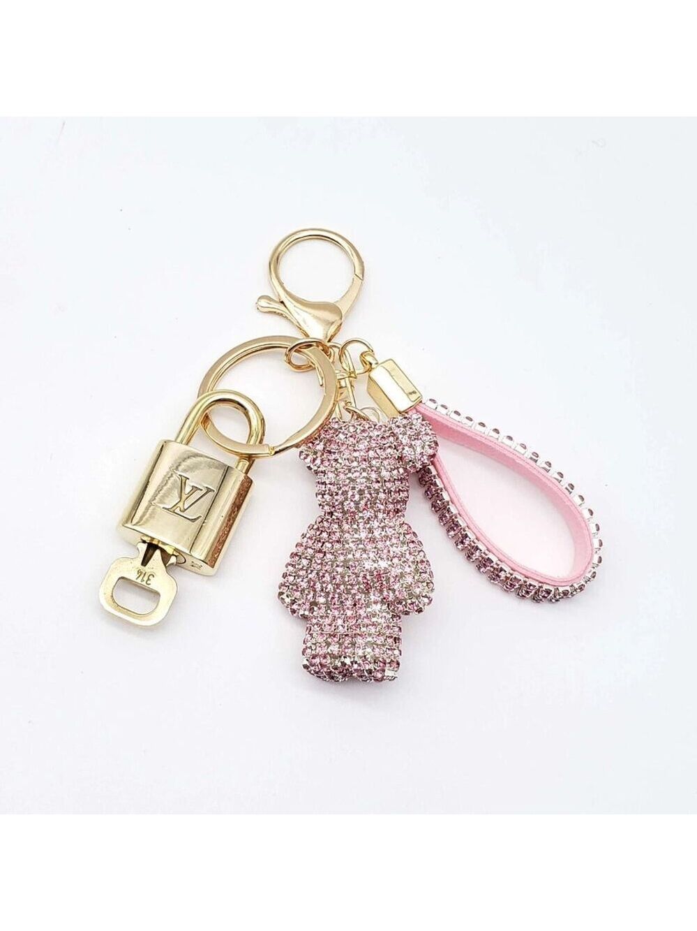 Authentic Louis Vuitton Lock & Key with unbranded Teddy Bear Bagcharm, Keycharm